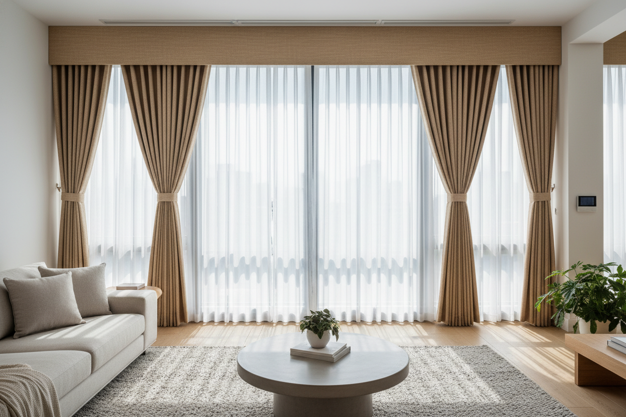 I Layered Woven Wood Drapery Over Smart Curtains (And It's Magic)