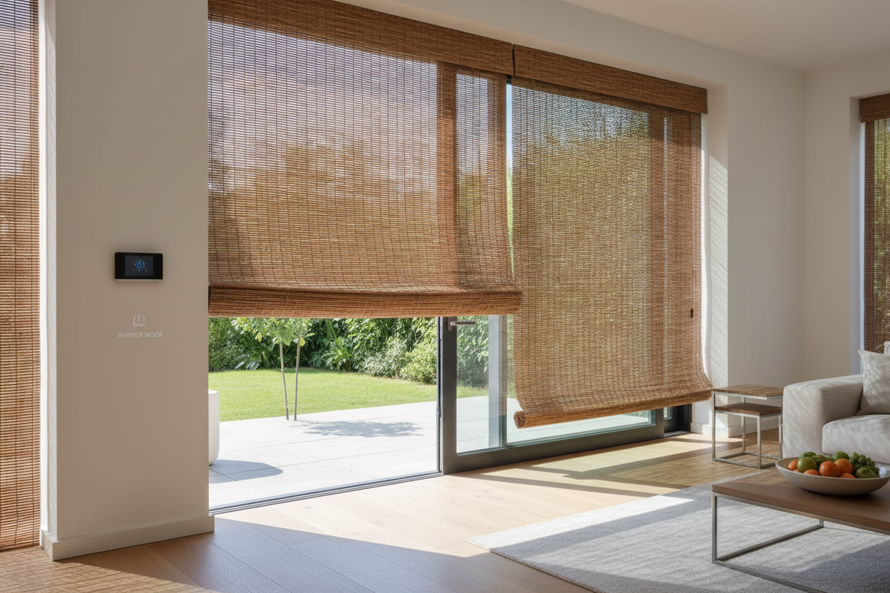 My Motorized Woven Wood Shades for Patio Door Fixed Summer Hosting