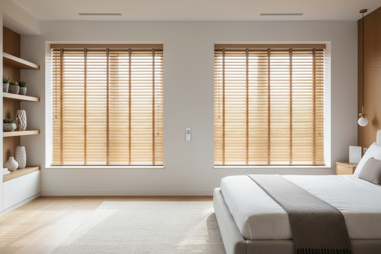 Why Your 2 Faux Wood Blinds Keep Sagging (And How to Automate Them)