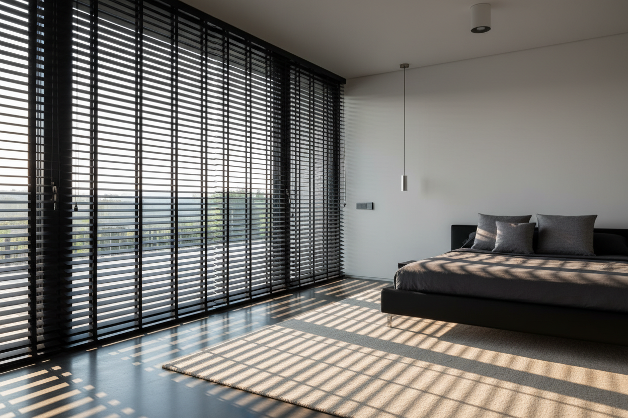Black Wooden Blinds Are Stunning, But Only If You Automate Them