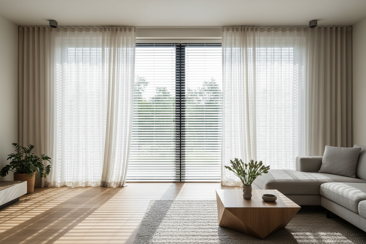 I Automated Wooden Blinds With Curtains to Fix My Living Room Echo