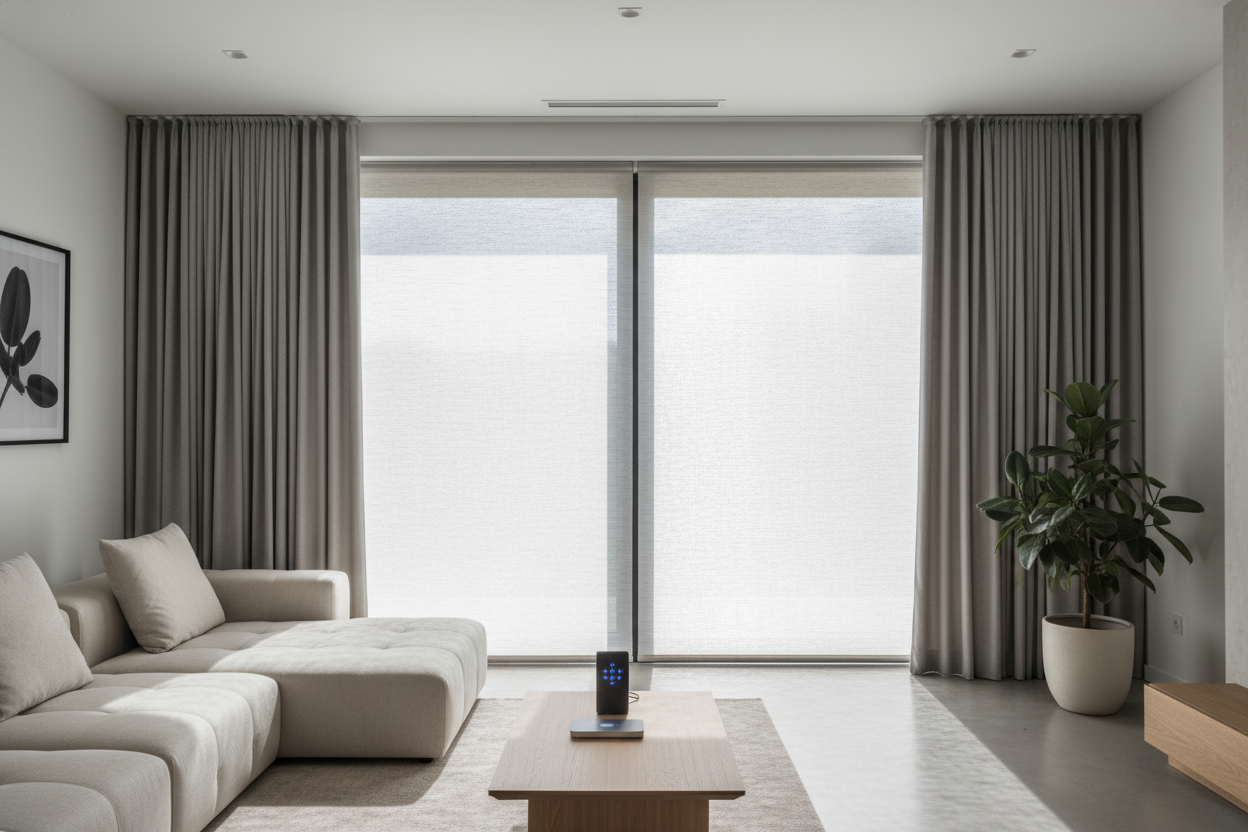 Why I Hid a Smart Sun Shade Window Roller Behind My Curtains