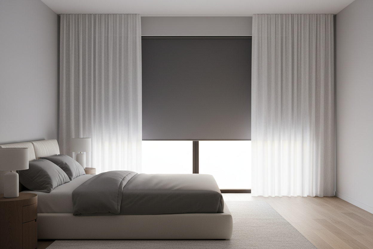 Your Blackout Blinds Are Leaking Light (And a Curtain Shade Fixes It)