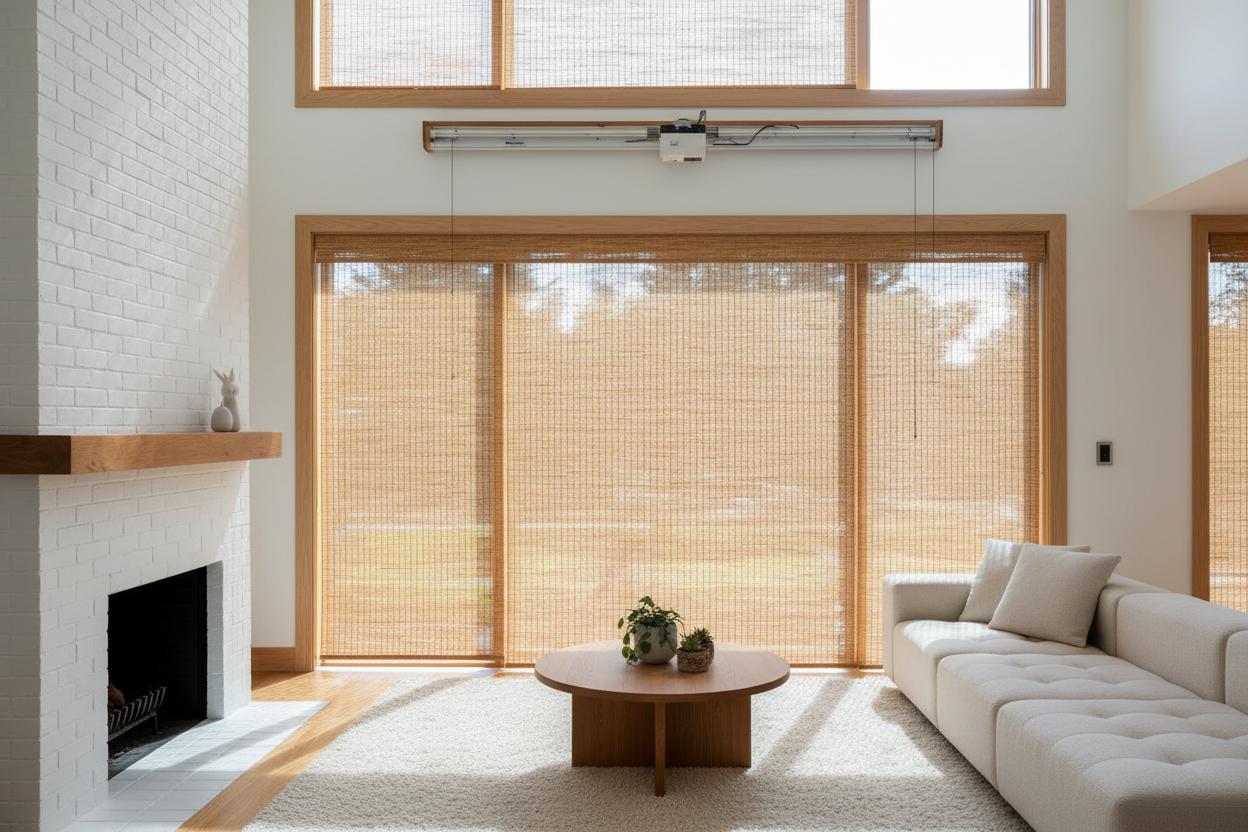 How I Motorized a Rattan Window Shade Without Ruining the Vibe