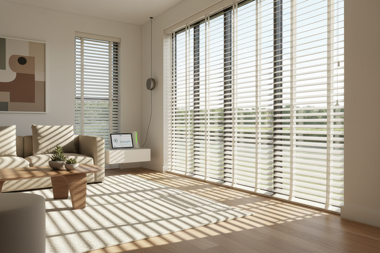 I Built a Solar-Tracking Routine for My 39-inch faux wood blinds