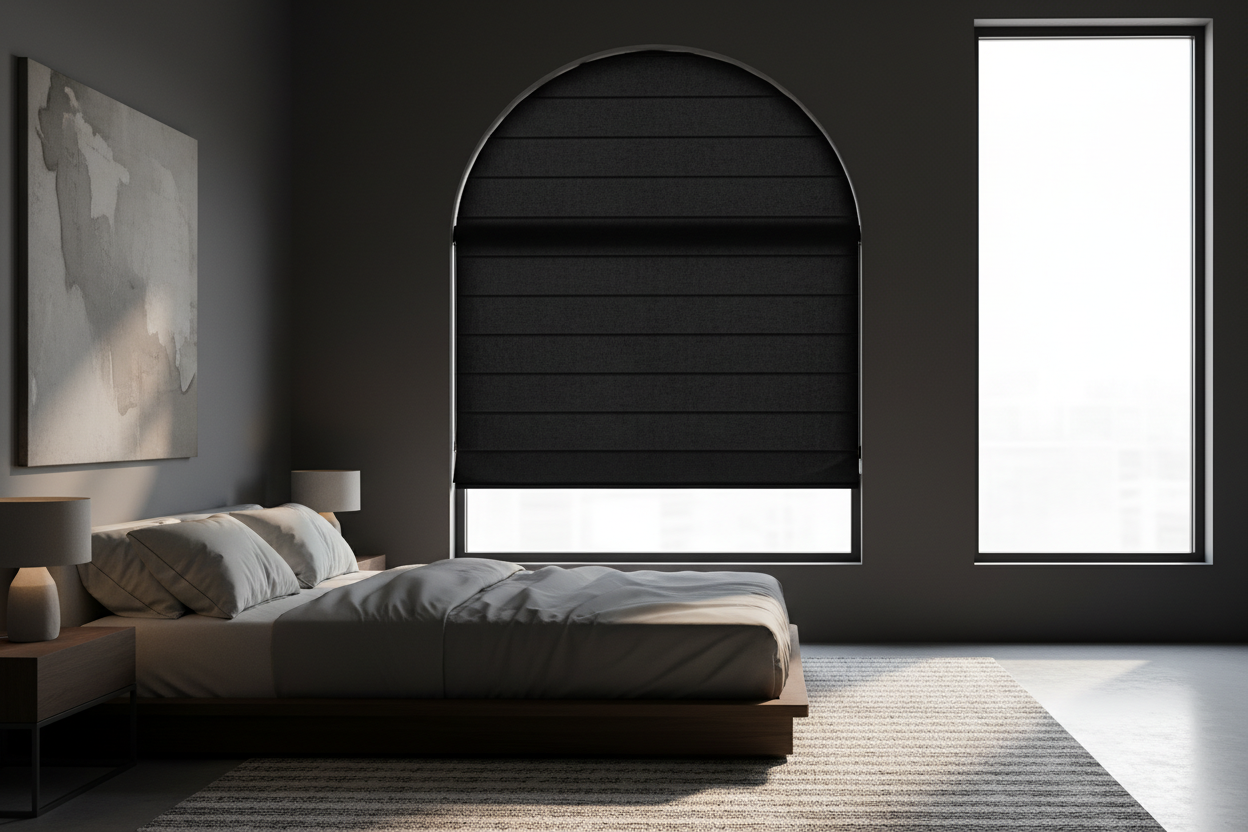 I Wanted a Moody Vibe, So I Tracked Down a Black Arch Window Shade