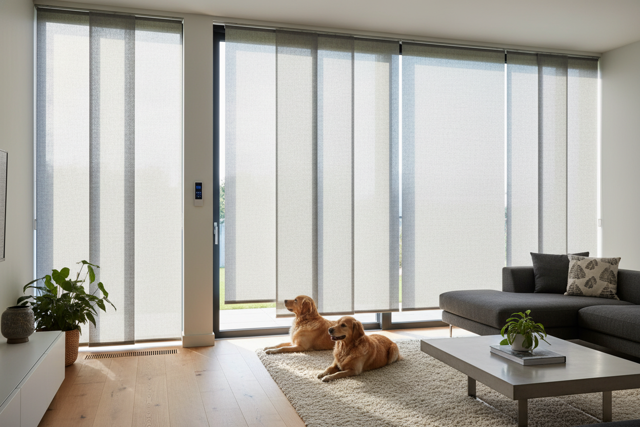 My Dogs Ruined Vinyl Slats, So I Upgraded to Sliding Door Fabric Blinds
