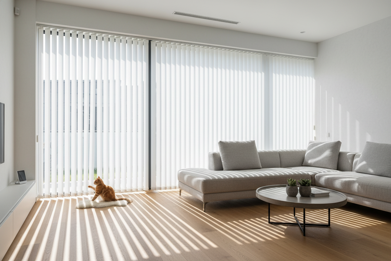 My Cat Ruined 3 Smart Shades Before I Tried White Vertical Blinds