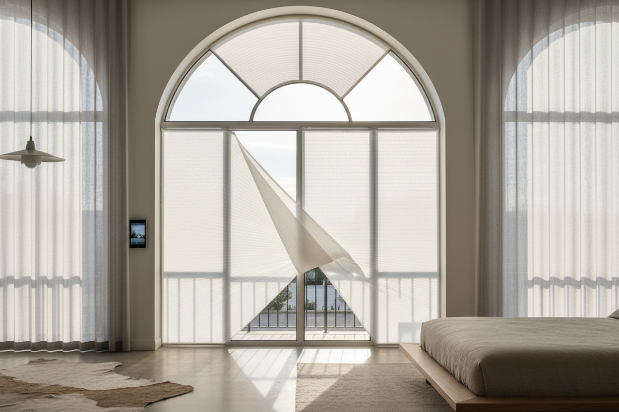 Ditch the Static Fan: Arch Window Shades That Open and Close Exist