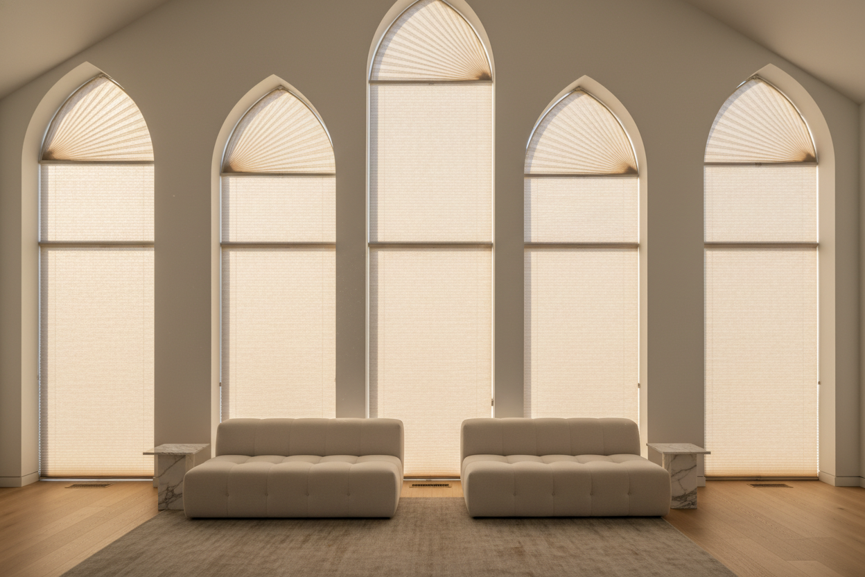 My Living Room Was an Oven Until I Found Blinds for Curved Windows