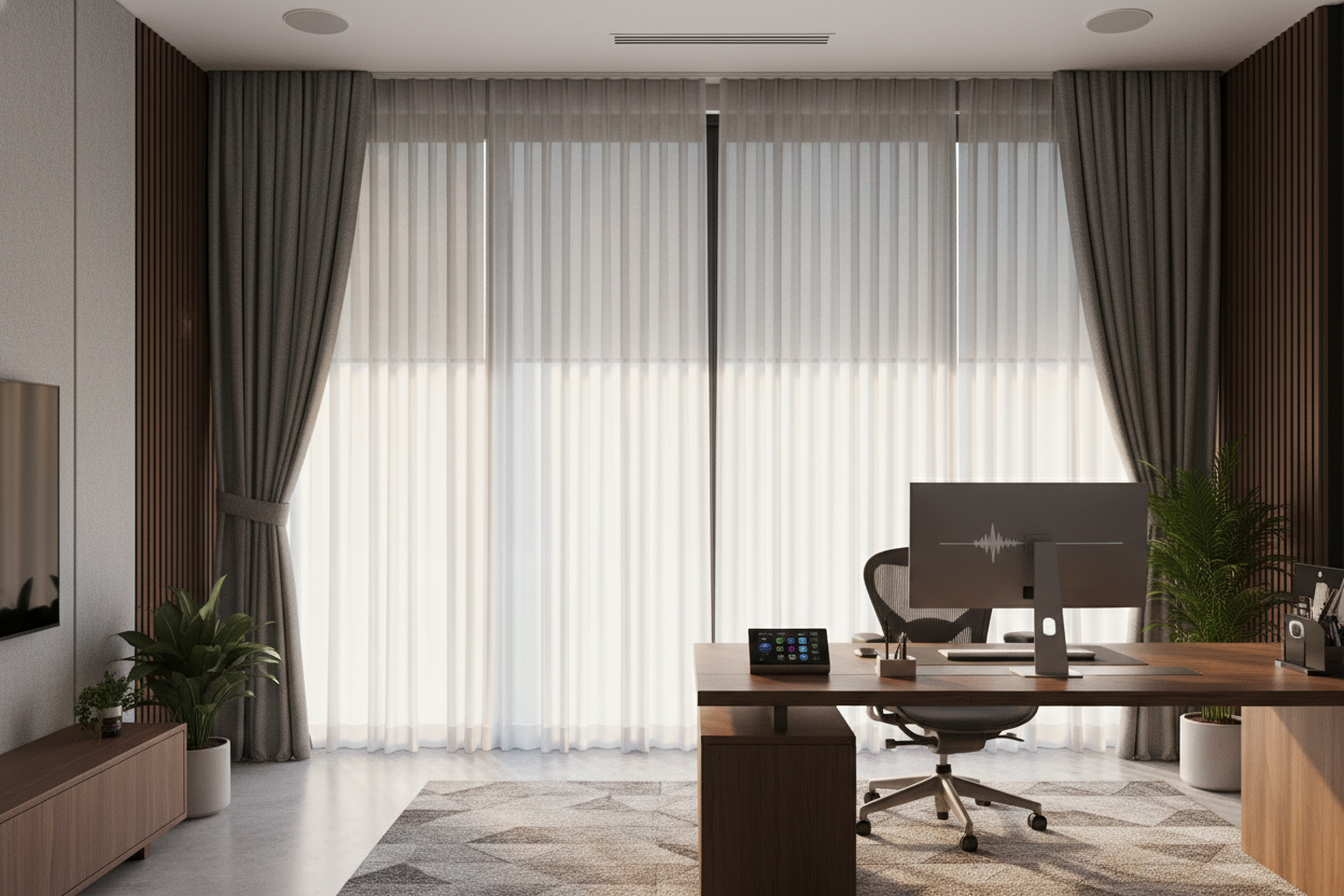 I Finally Fixed My Echoey Office With Window Blinds and Drapes