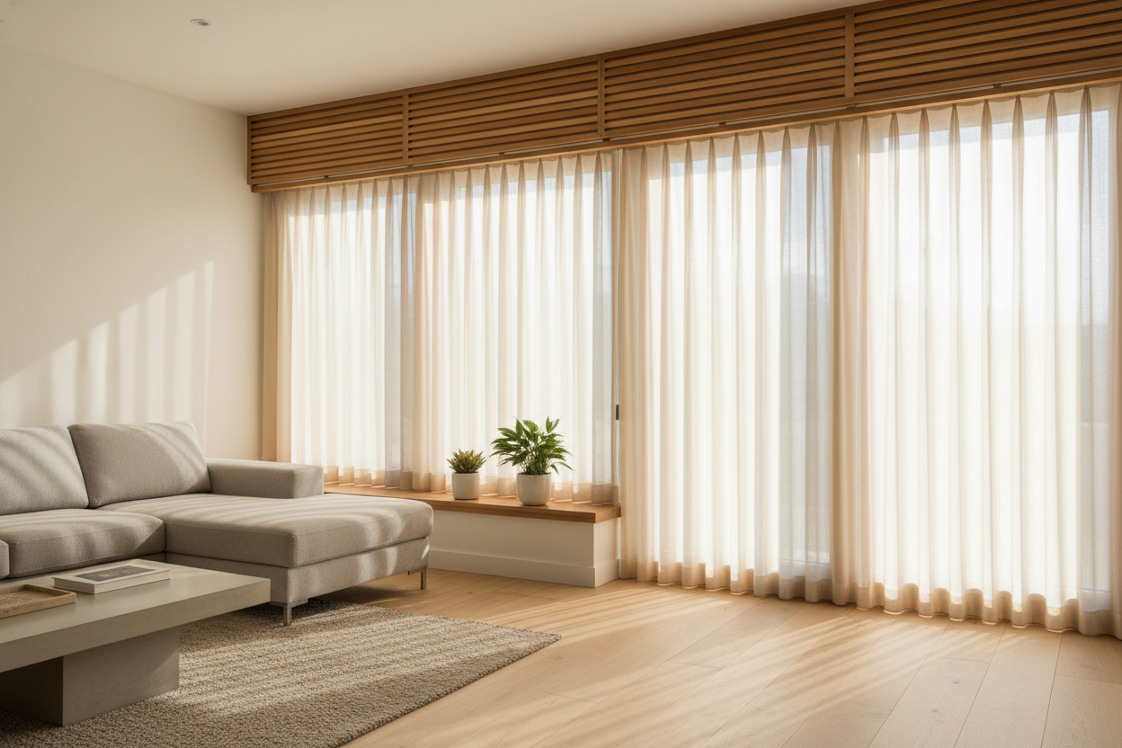 My Smart Shades Looked Cheap Until I Added Wooden Window Valances