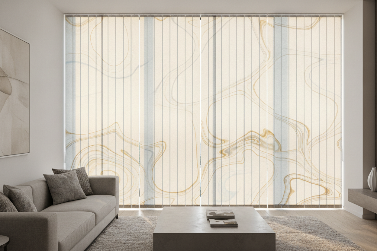 My Custom Vertical Blinds for Windows Look Like Moving Wallpaper