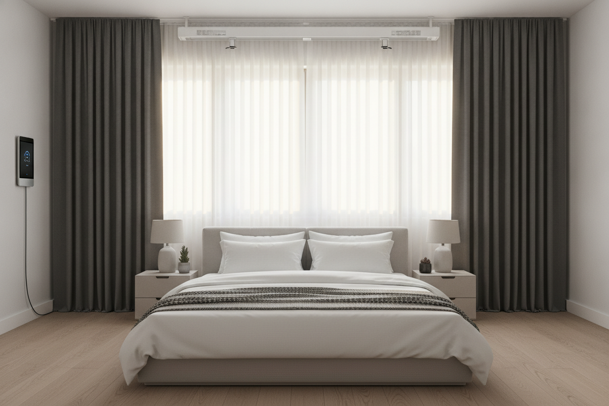 The Hardware Trick I Used to Cover Vertical Blinds With Curtains