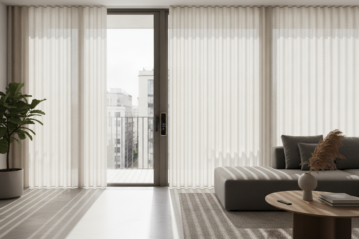 My Linen Vertical Blinds Look Like Drapes (But Actually Tilt)