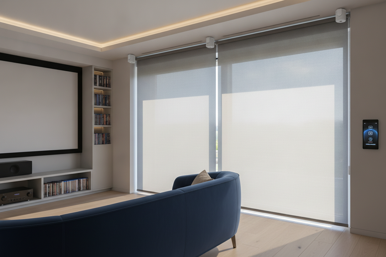 How I Mounted Two Roller Blinds in One Window for Movie Nights
