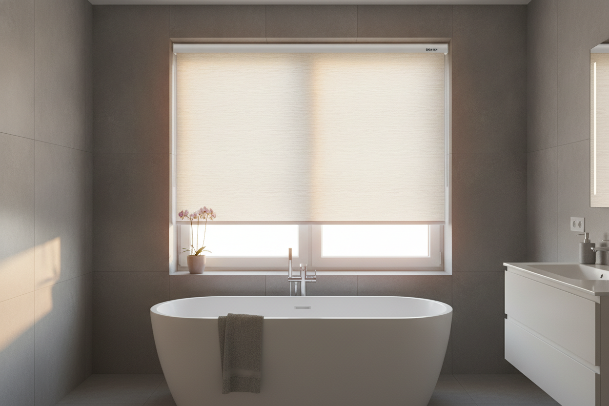 Stop Rotting Your Bathroom Blinds: Try Faux Wood Roller Shades