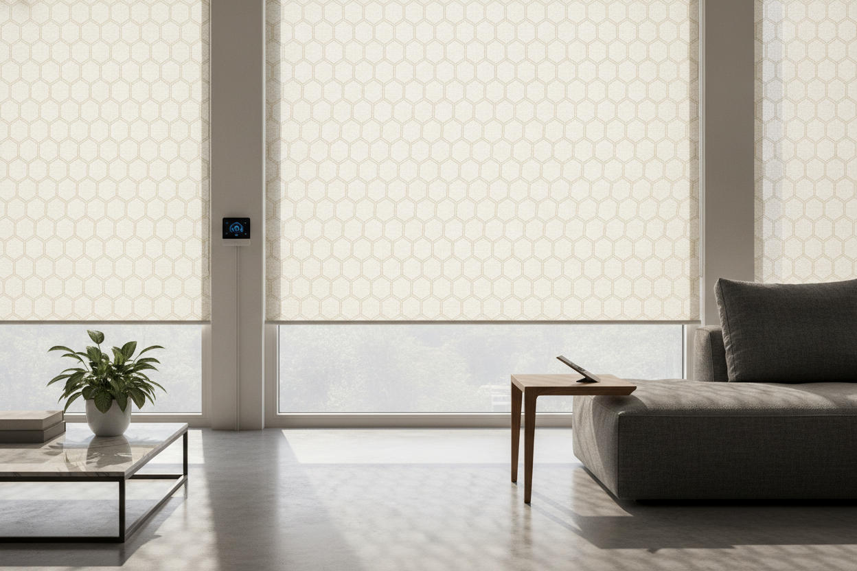 Why I Swapped Ugly White Shades for a Decorative Roller Blind