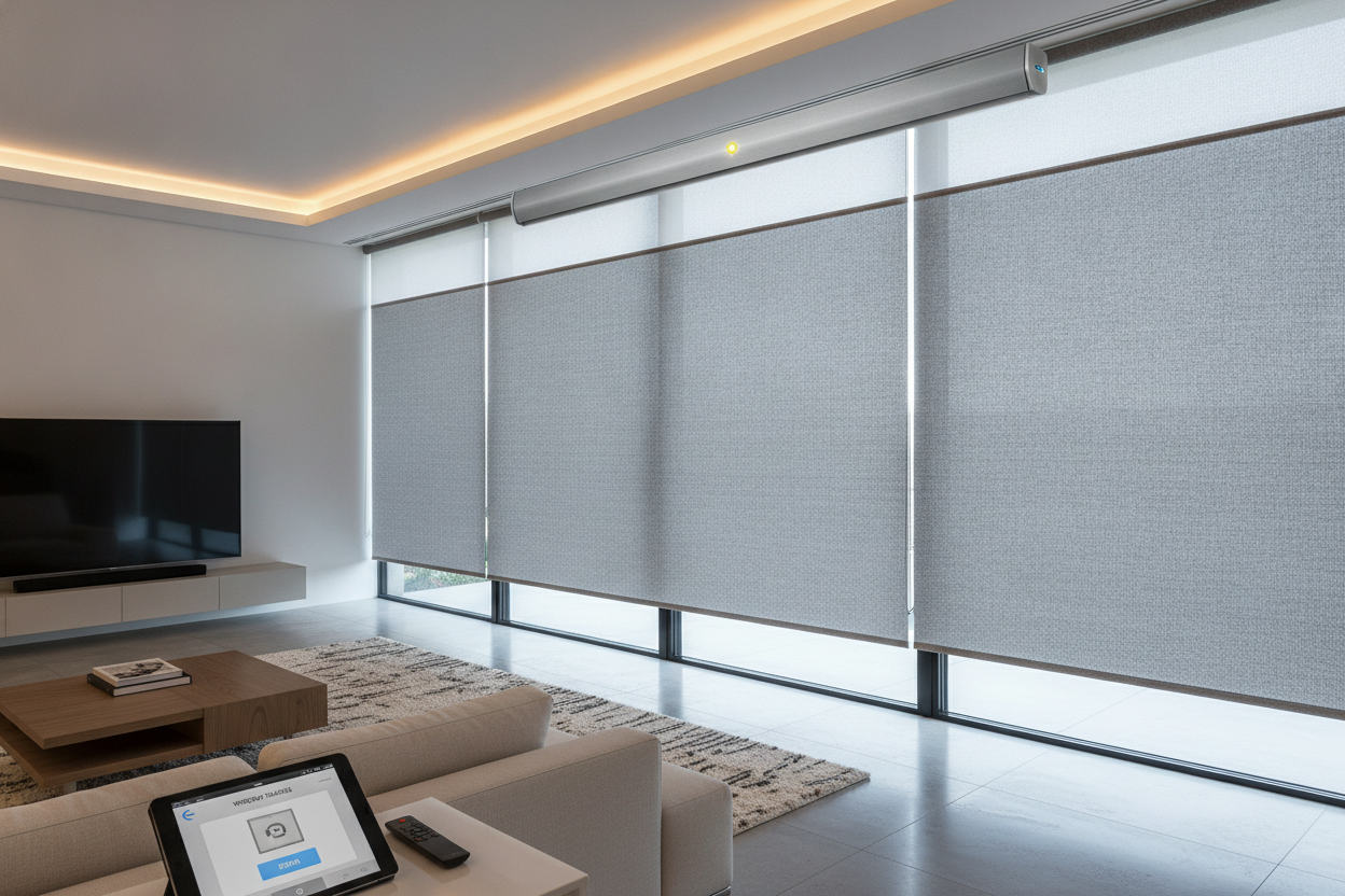 I Cured My Living Room TV Glare With a Smart Window Roll Up Shade