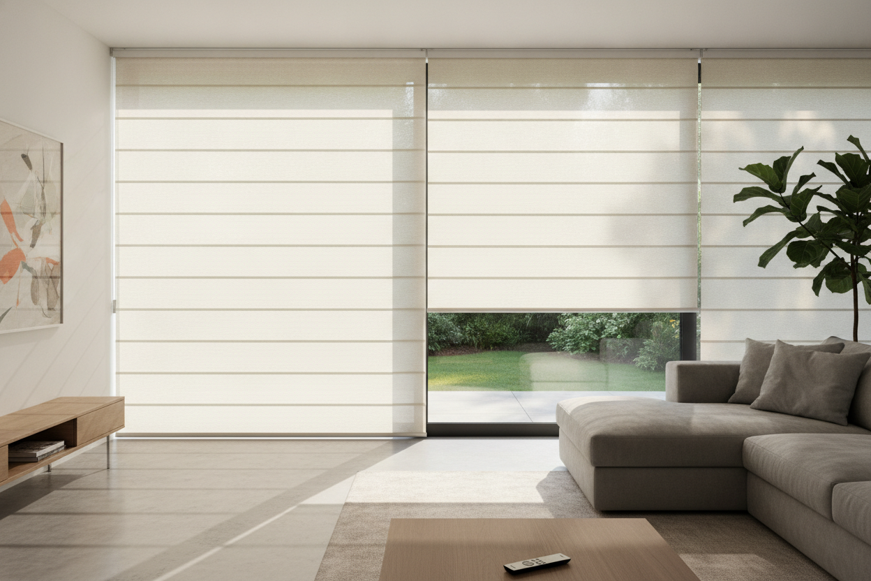 Why I Replaced My Clunky Verticals With Motorized Blinds for Patio Doors