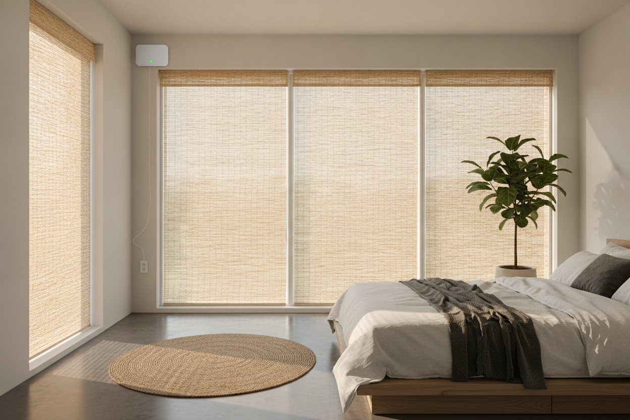 My Bamboo Roll Up Blind Always Hung Crooked Until I Motorized It
