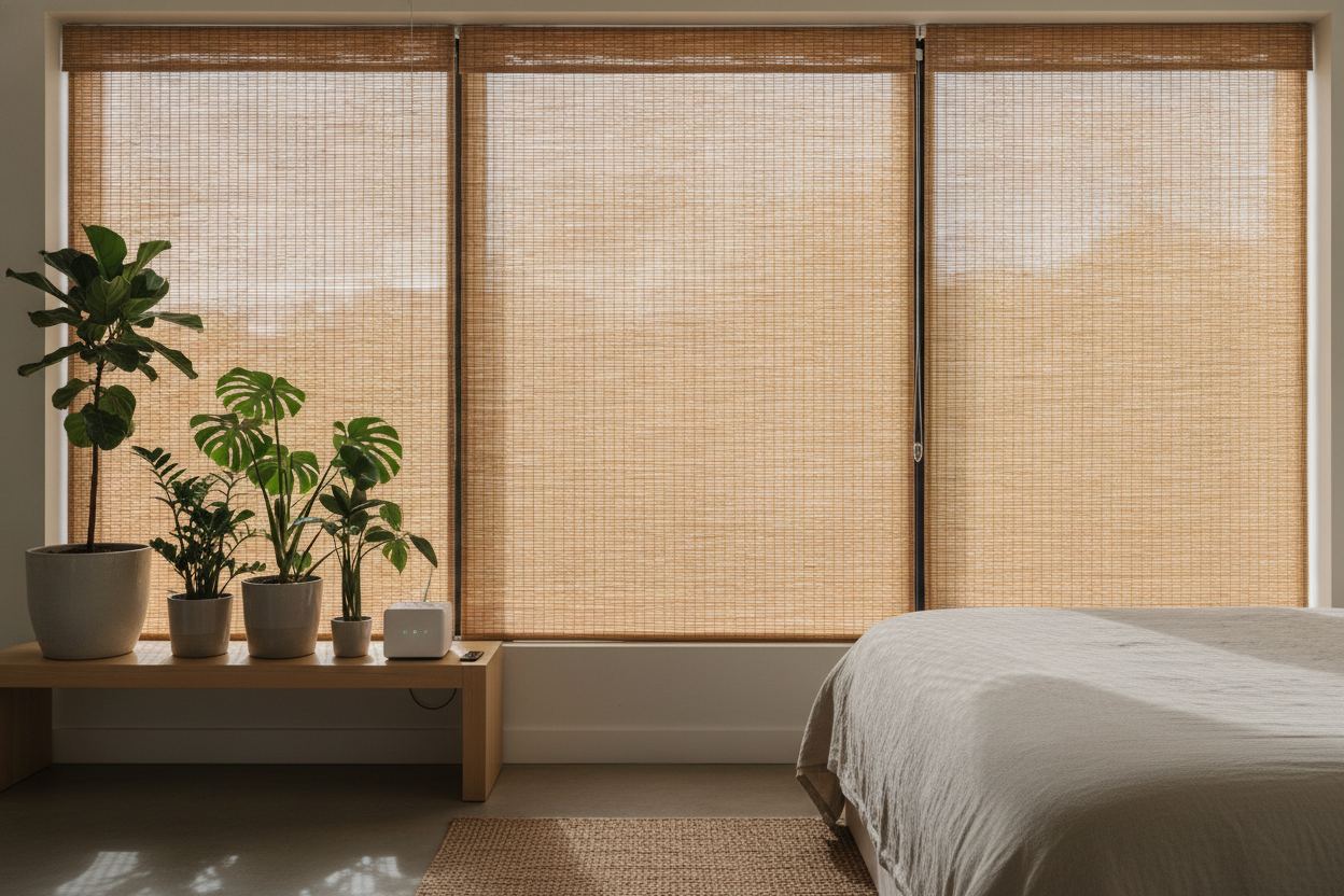 My Plants Were Frying Until I Automated a Bamboo Roll Up Window Blind