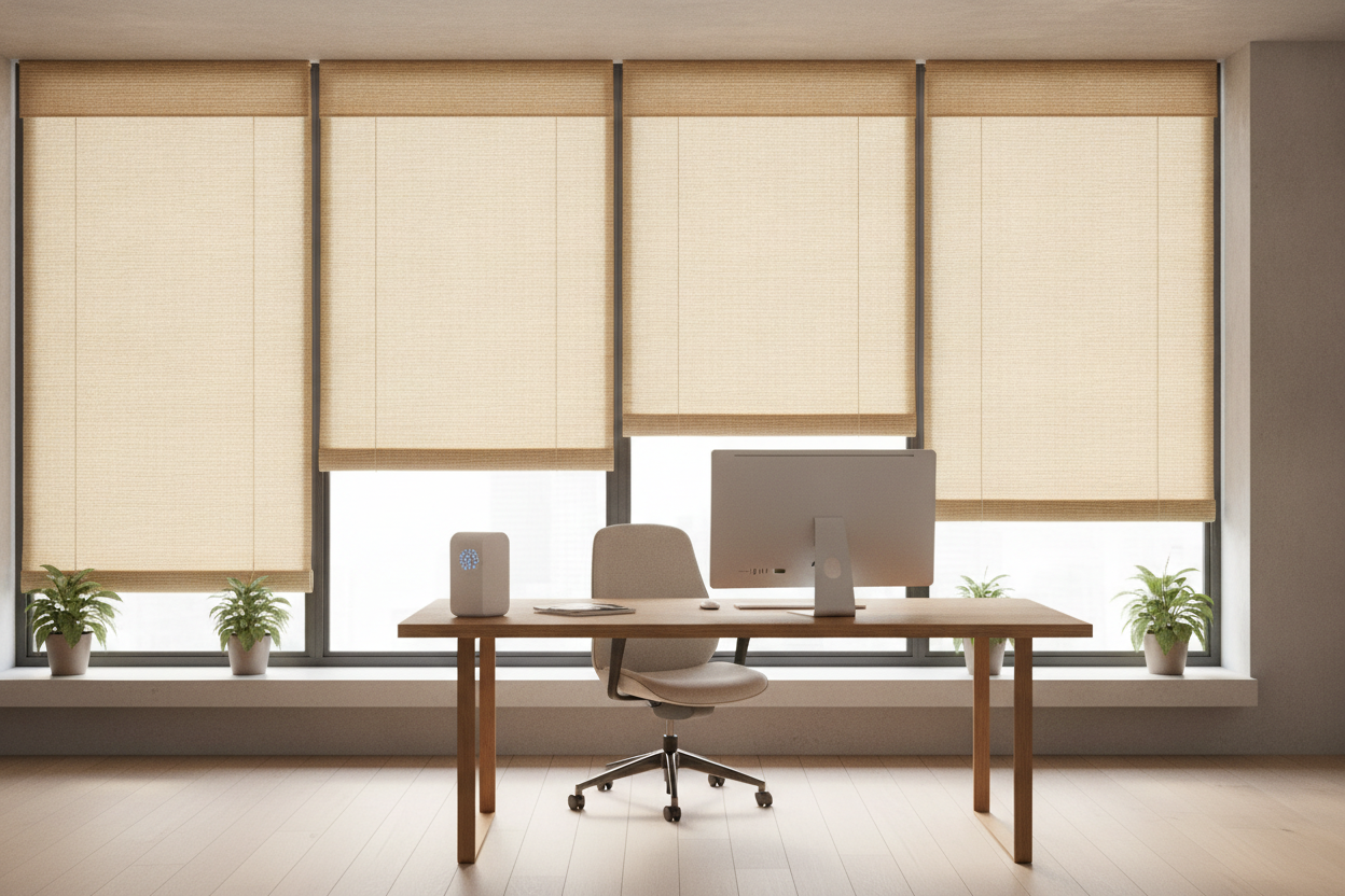 How I Finally Beat Screen Glare With Indoor Bamboo Shades