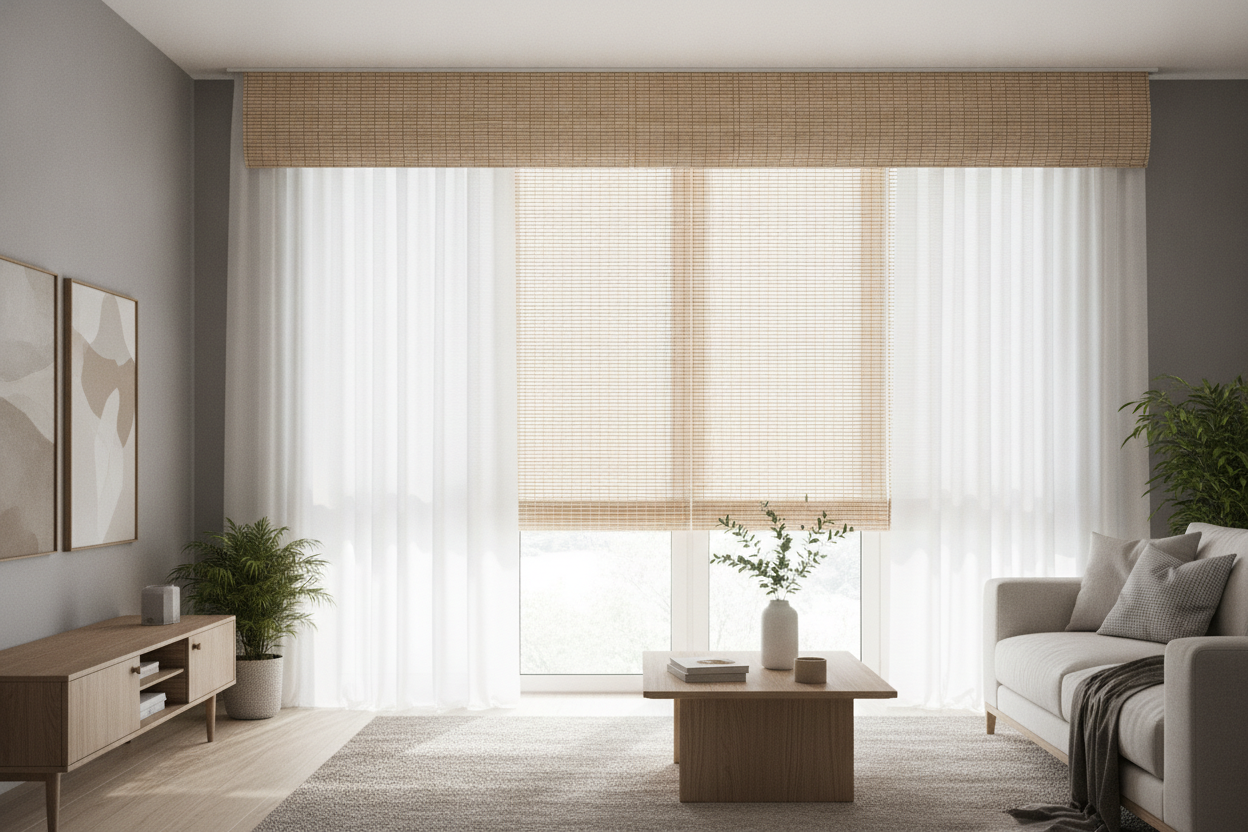 How I Hid My Ugly Smart Motors With Bamboo Window Valances