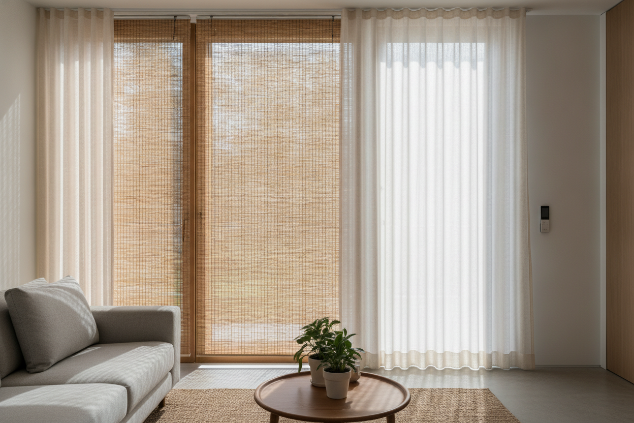 Why I Layered Smart Drapes Over My Bamboo Shade Curtain