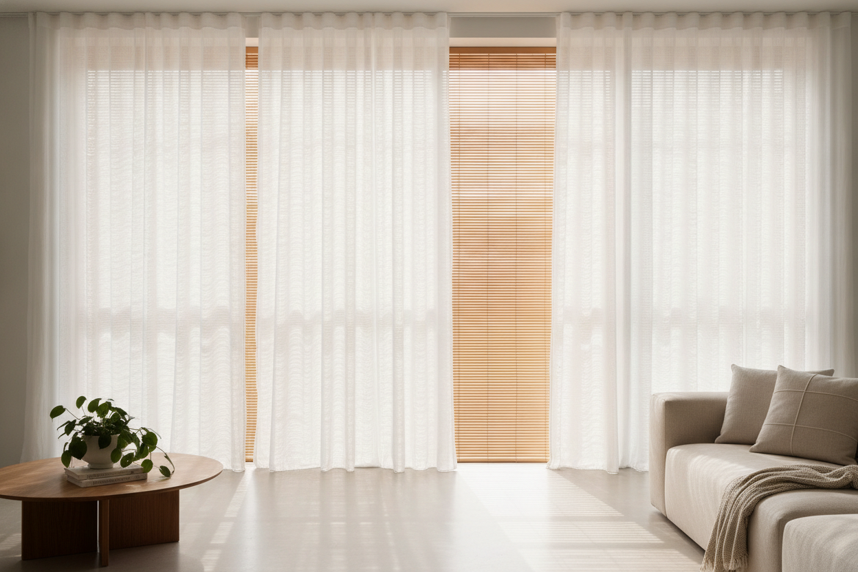 Why I Automated the Curtains Over Bamboo Shades in My Living Room
