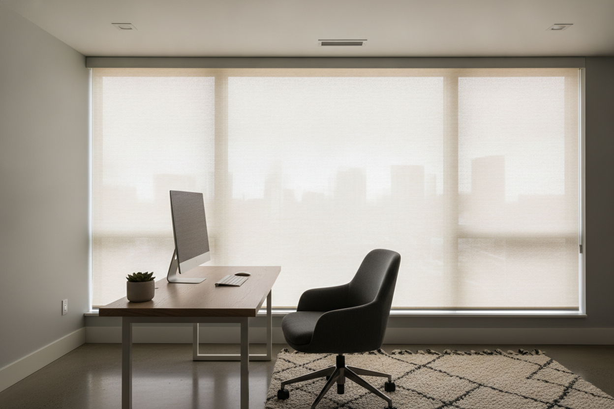 I Faked Sunlight in My Dark Office With Hunter Douglas Aura Shades