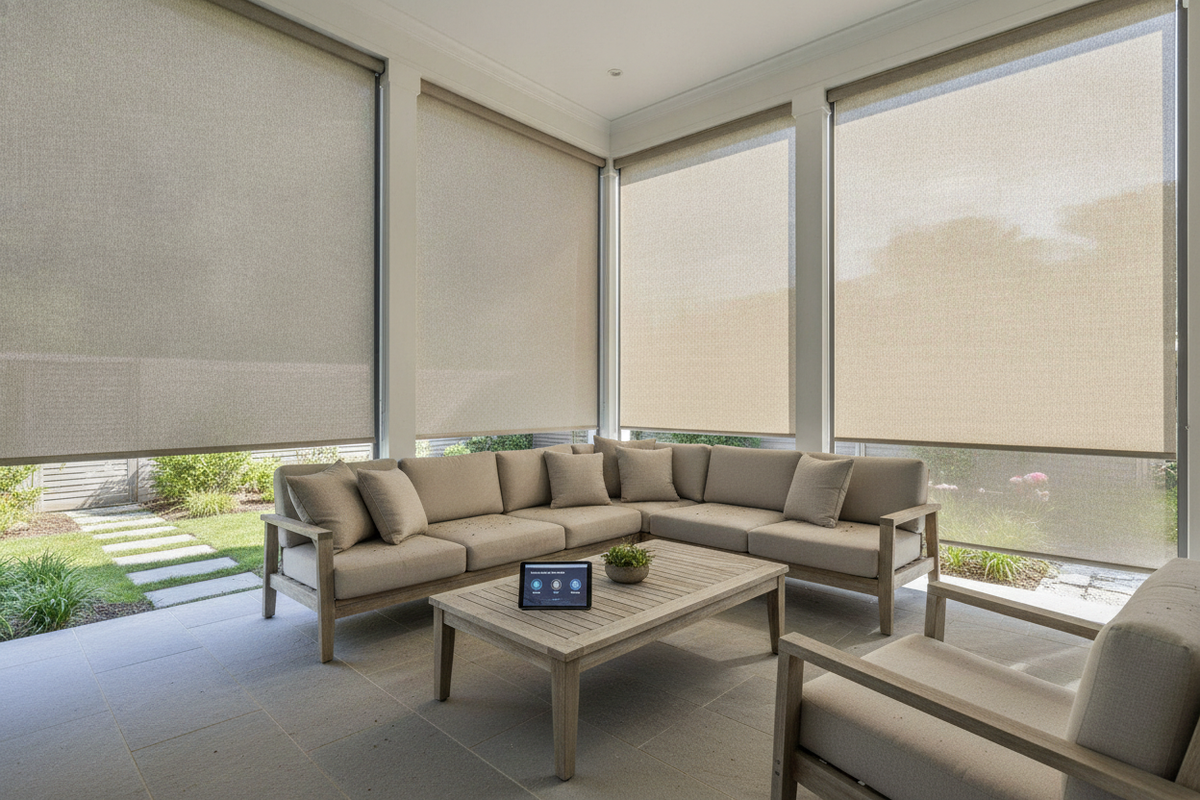 My Furniture Was Always Dirty Until I Automated a Shade for Back Porch