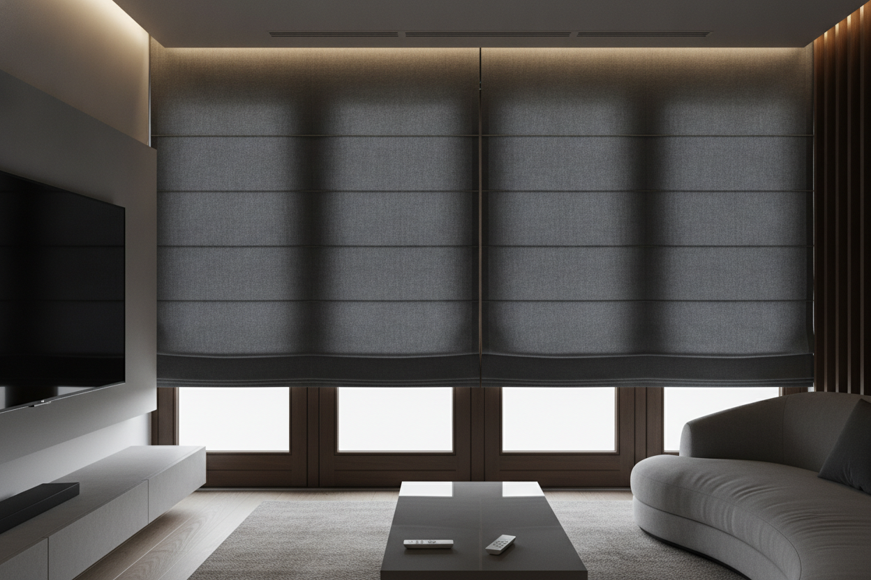 How I Fixed OLED Glare With French Doors Roman Shades