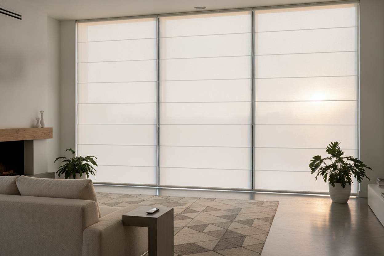 How I Fixed My Freezing Living Room With Large Window Roman Shades