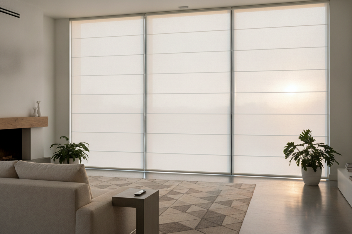 How I Fixed My Freezing Living Room With Large Window Roman Shades