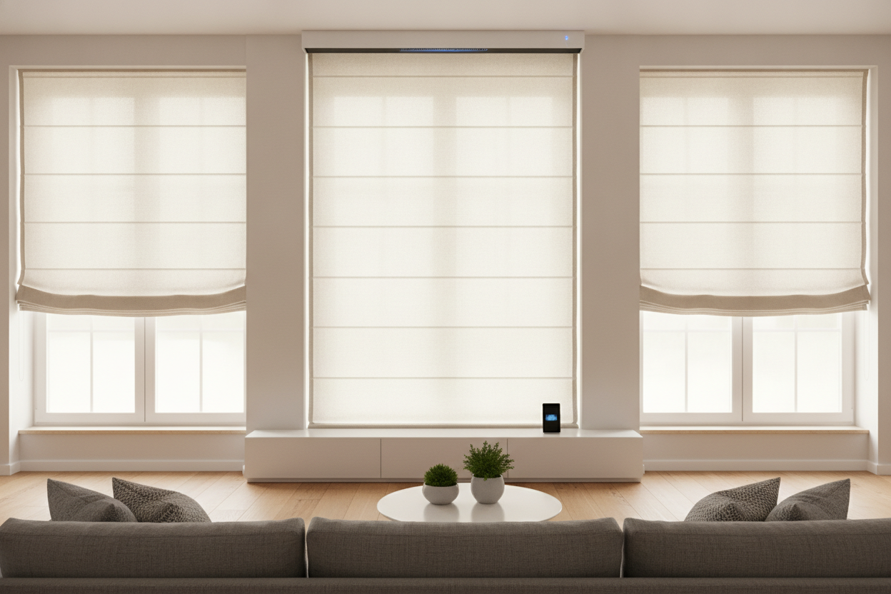 I Faked Massive Windows by Mounting Roman Shades Above Window