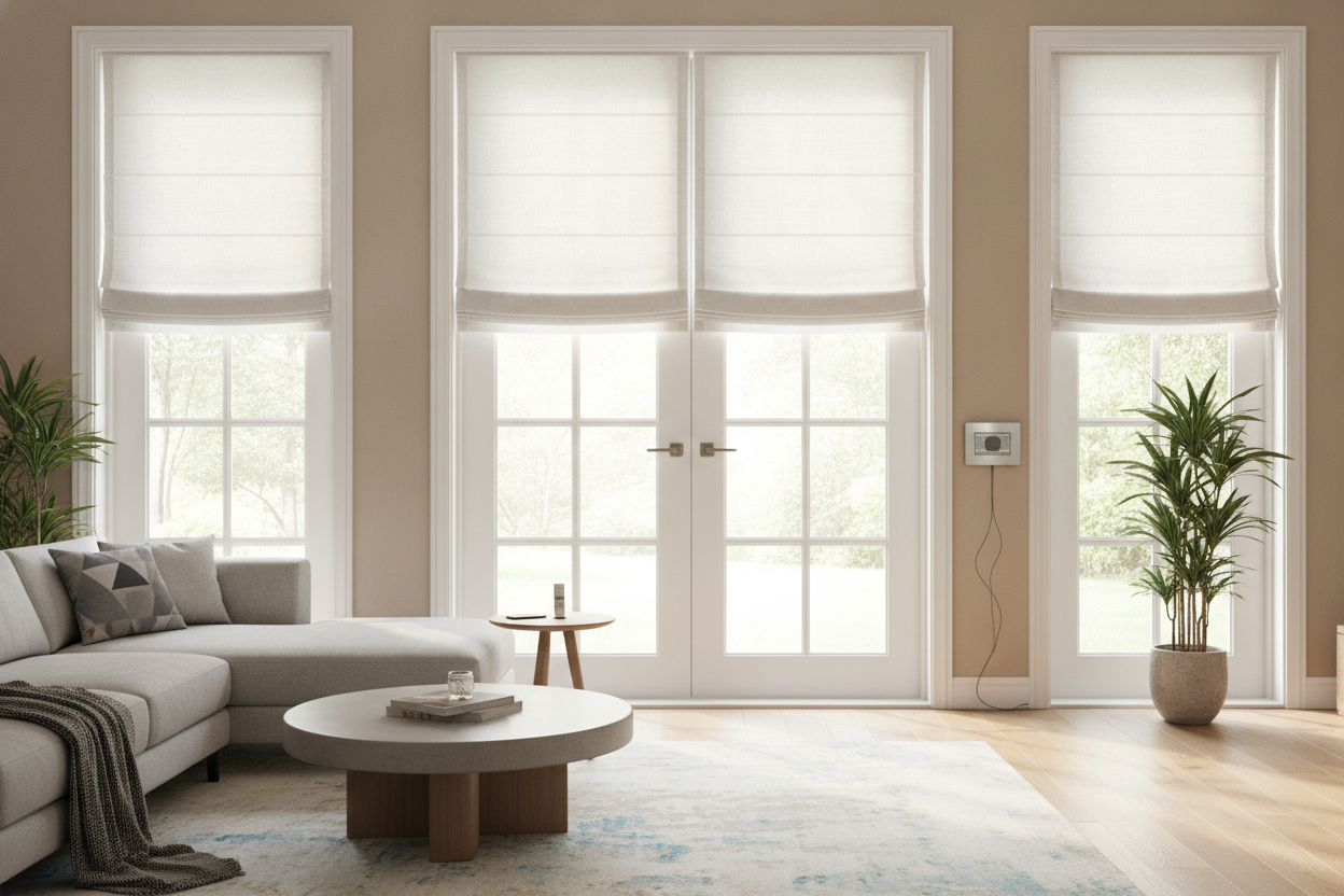 Why I Hacked Ready Made Roman Shades for French Doors