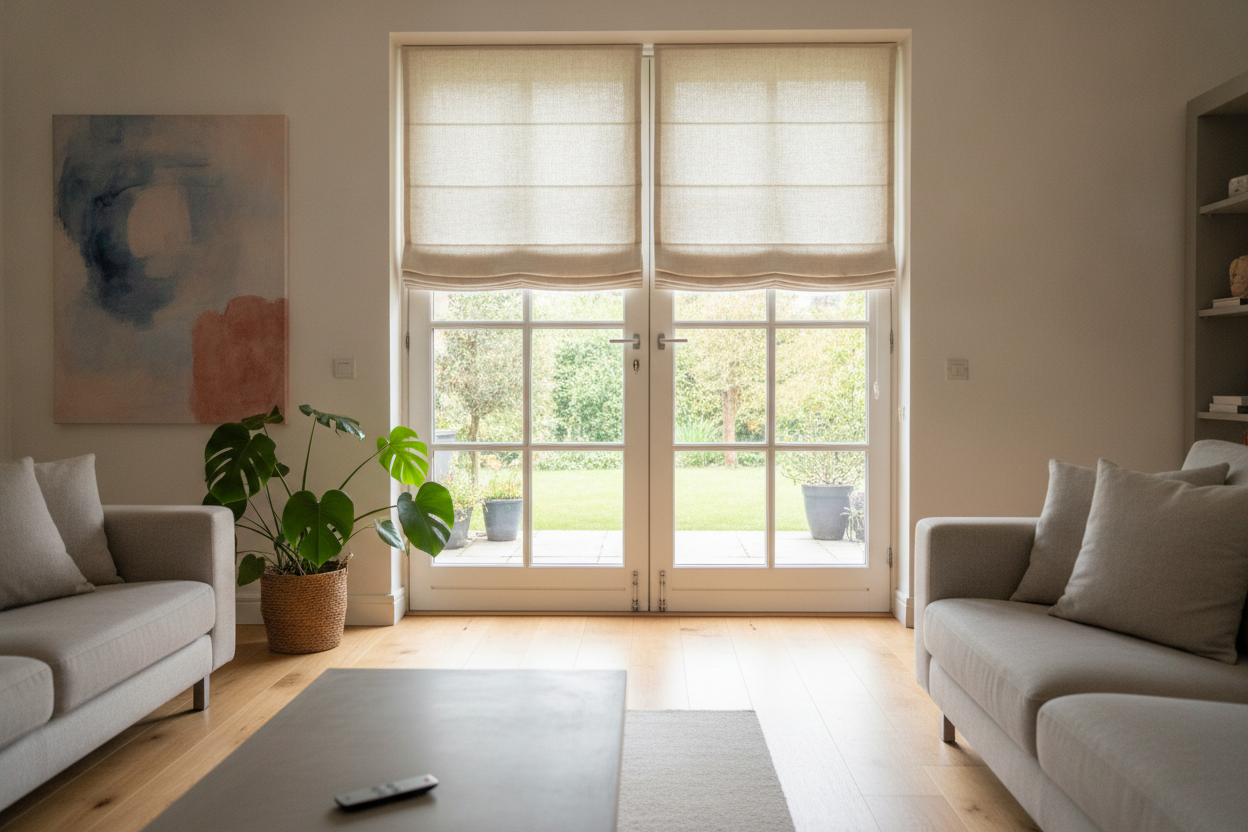 Stop Buying Door Blinds: How to Make Roman Shades for French Doors