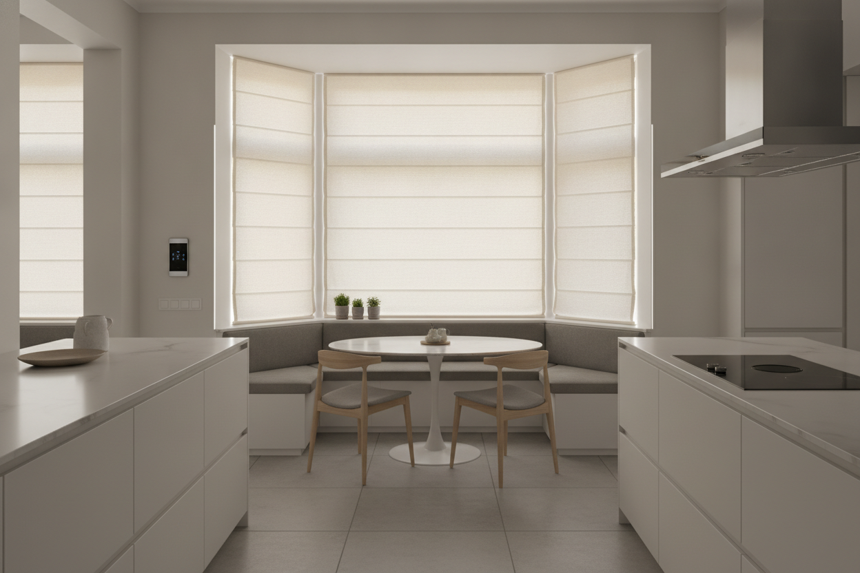 The 1-Inch Gap Rule: Roman Shades for Kitchen Bay Window Installs