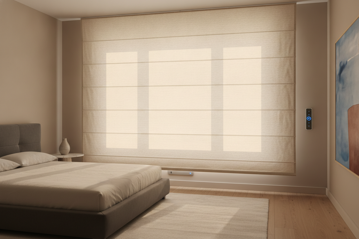The Trick to Making Small Windows Huge: Outside Mount Roman Shades