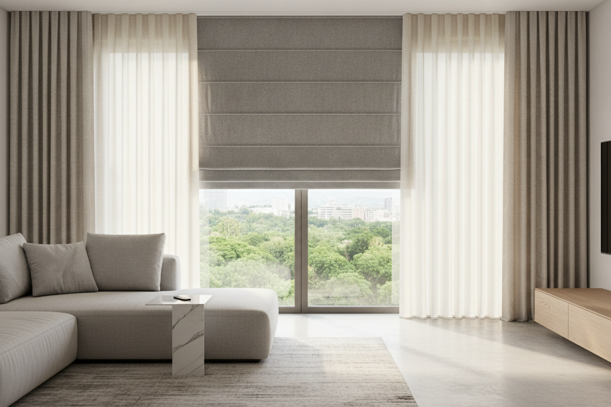 Why I Stopped Using Just Drapes and Layered Roman Blind Curtains