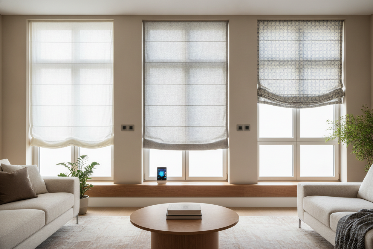 Why I Mixed 3 Different Styles of Roman Blinds in One Living Room