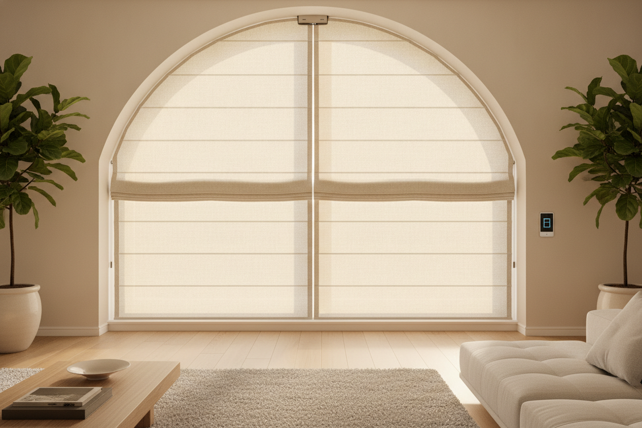 How I Motorized Arch Window Roman Shades Without Hiding the Curve