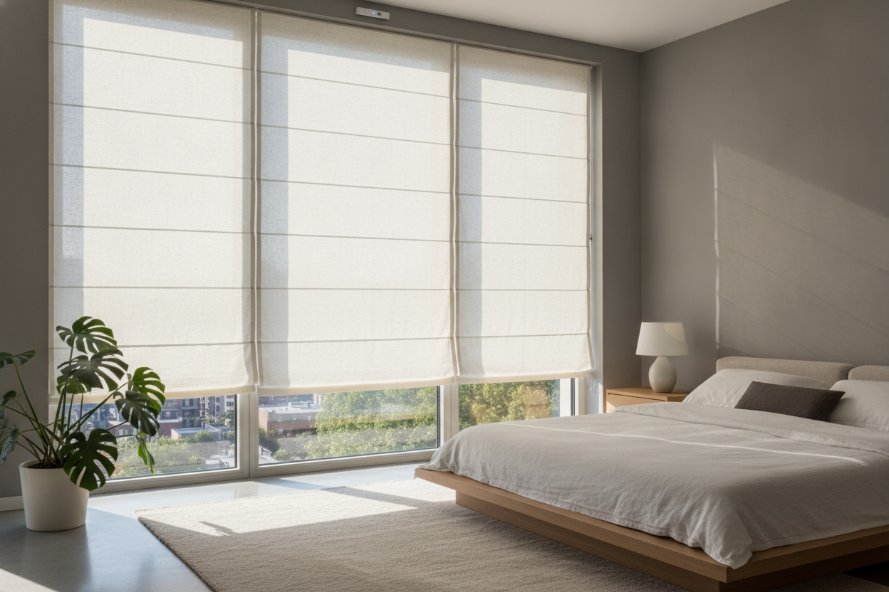 Your Smart Shades Look Sterile (And a Soft Roman Blind Fixes It)