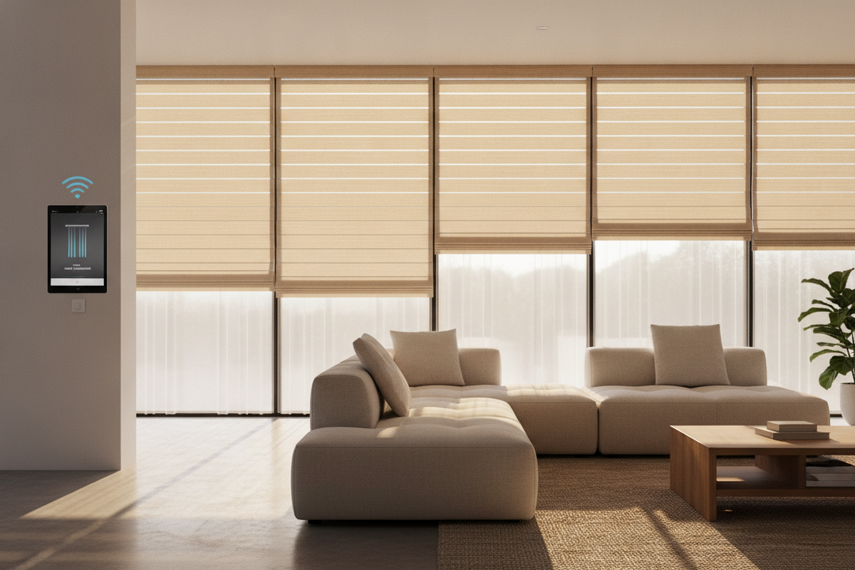 Why I Ditched Plastic Rollers for Motorized Roman Wood Shades