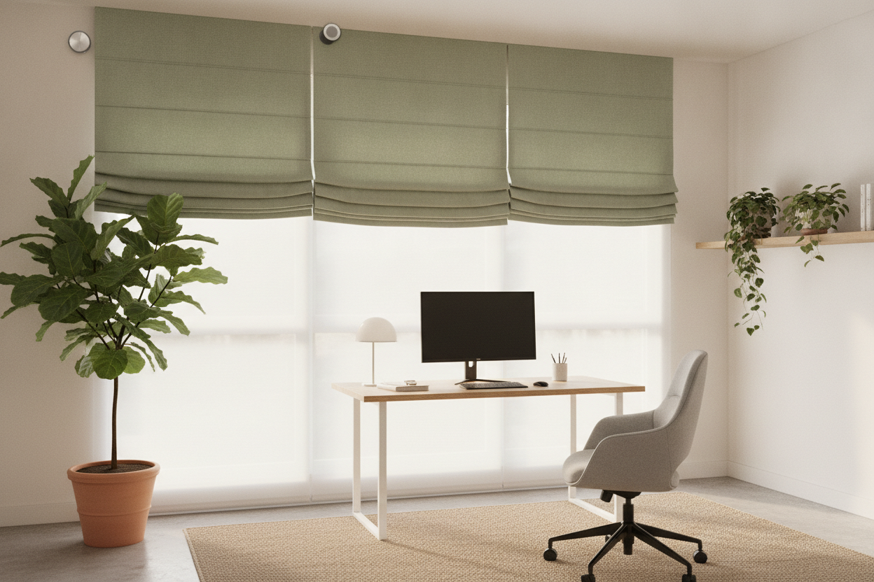Why I Ripped Out My Gray Smart Blinds for Green Roman Shades