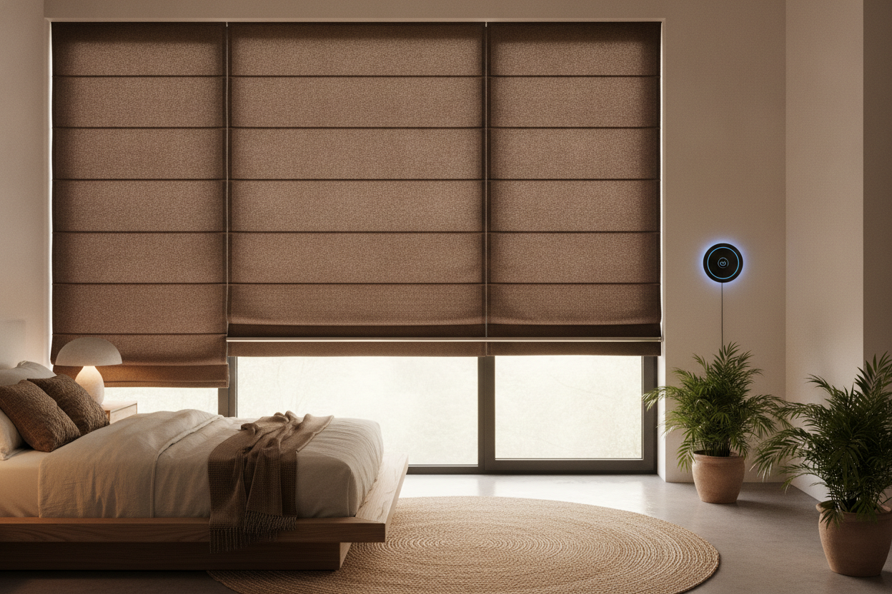 Nobody Wants a Sterile Smart Home. Try Brown Roman Shades Instead