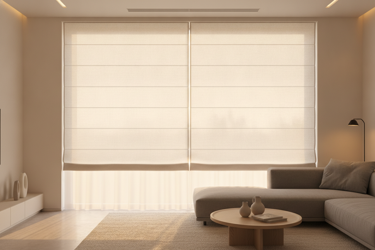 I Fixed My Glaring Smart Lights With an Ivory Roman Shade