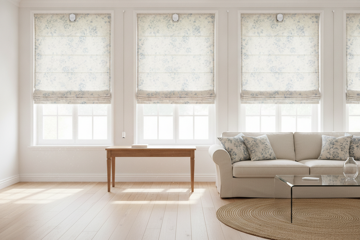 How I Hid Bulky Smart Motors in French Country Roman Shades