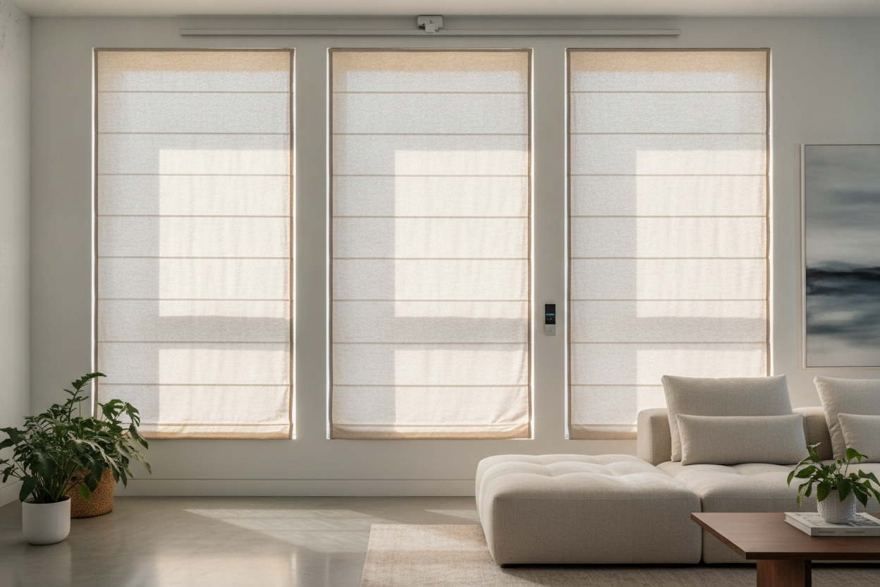 I Built DIY Outside Mount Roman Shades to Hide Crooked Windows
